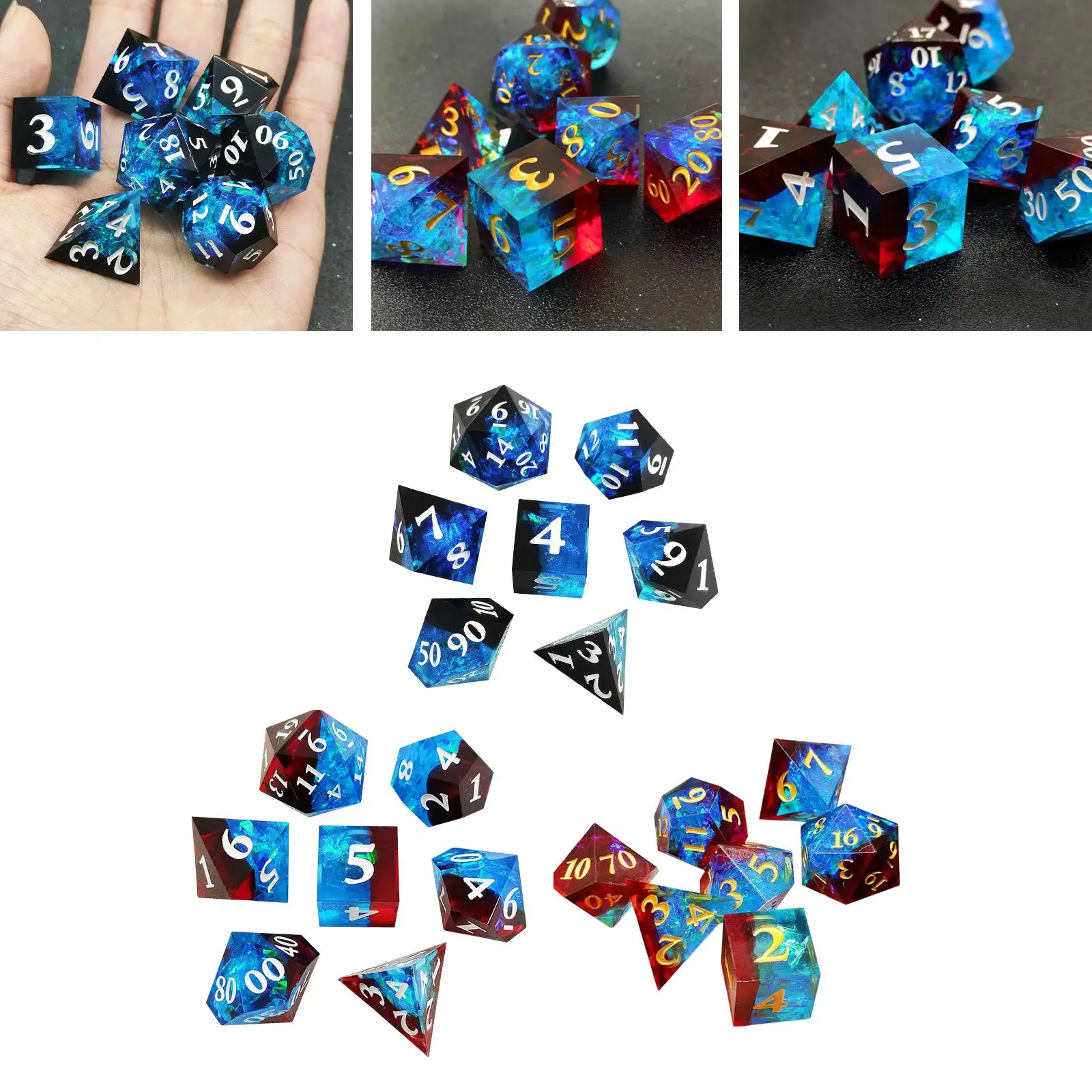 

7 Pieces Polyhedral Dice Set D4 D6 D8 D12 D20 D10 Role Playing Game Dice Set Board Game Props for Family Gathering Board Game