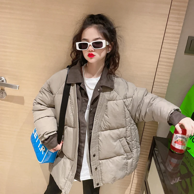 

Girls' fake two piece cotton padded clothes 2022 children's autumn and winter clothes cotton padded jacket girls' thickened coat