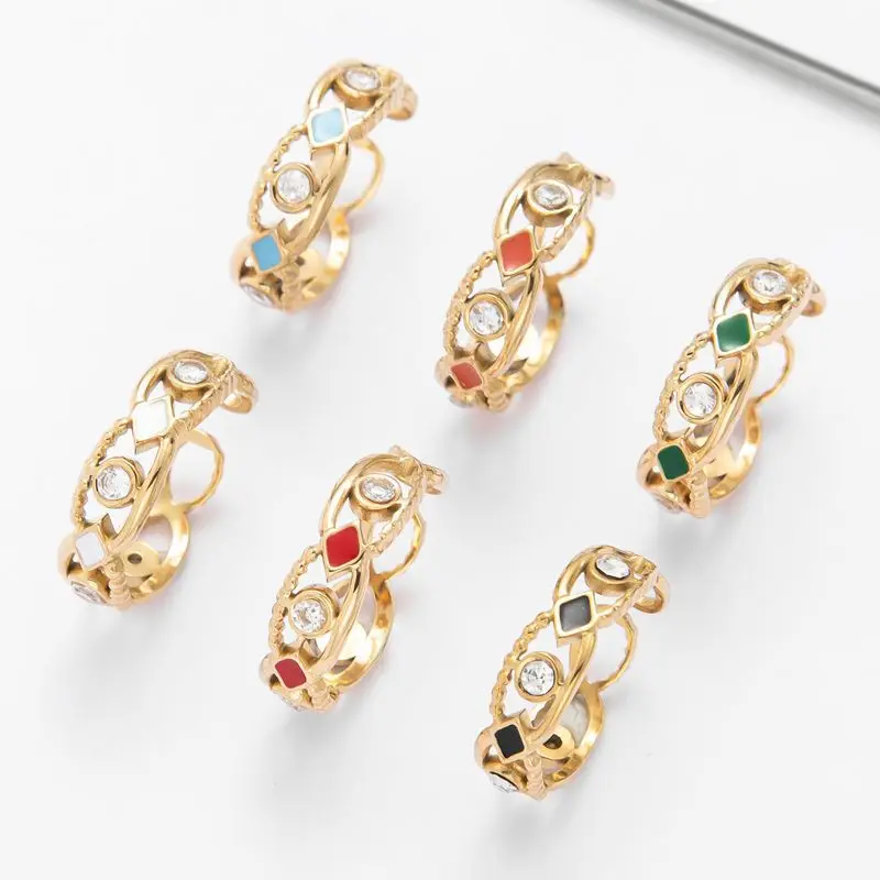 

Vintage Gold Drop Oil Plated 14K Gold Ring Women Stainless Steel Ring Fashion Hand Jewelry Wholesale