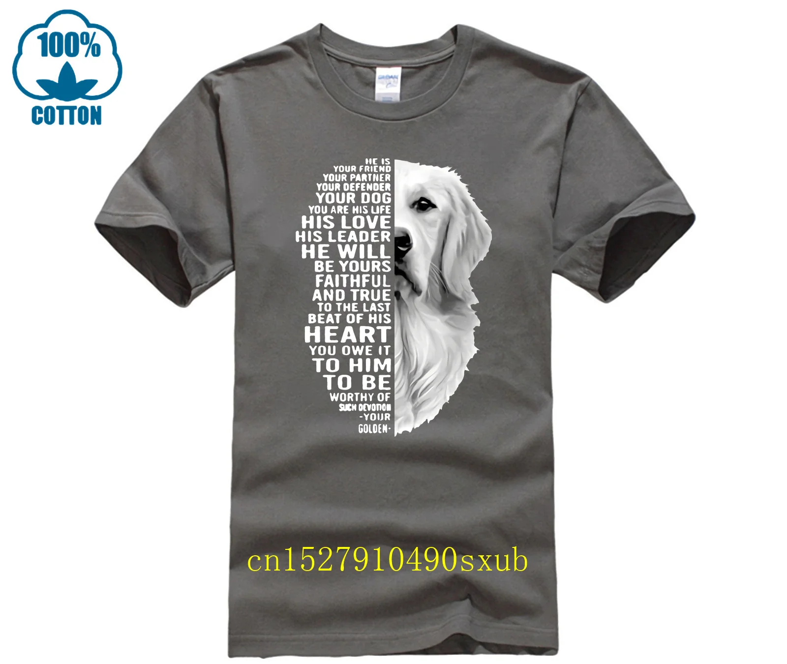 Golden Retriever he is your friend partner defender dog shirt Genuine men's T-shirt cotton jersey