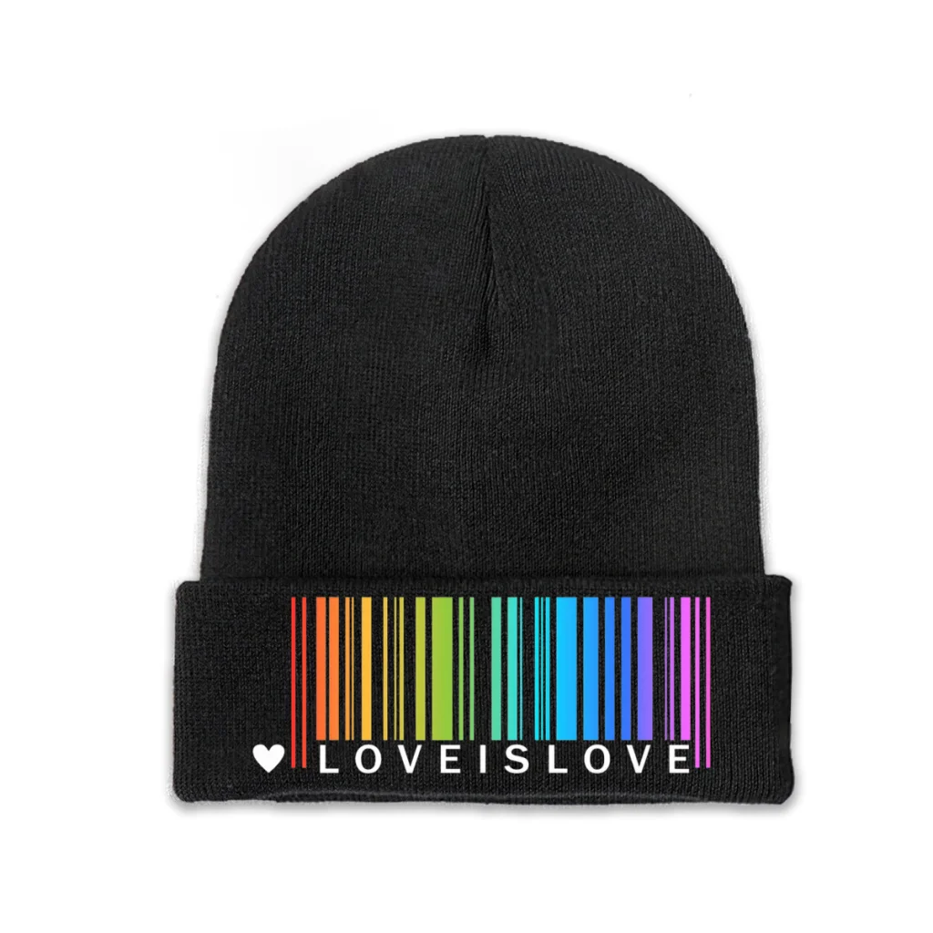 

Love is Love LGBT Pride LGBT Rainbow Knitting Beanie Caps Skullies Beanies Ski Caps Soft Bonnet Hats Winter Warm