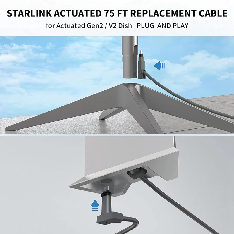 150 футов Сменный кабель для Starlink прямоугольный Satellite V2 1000 Мбит/с