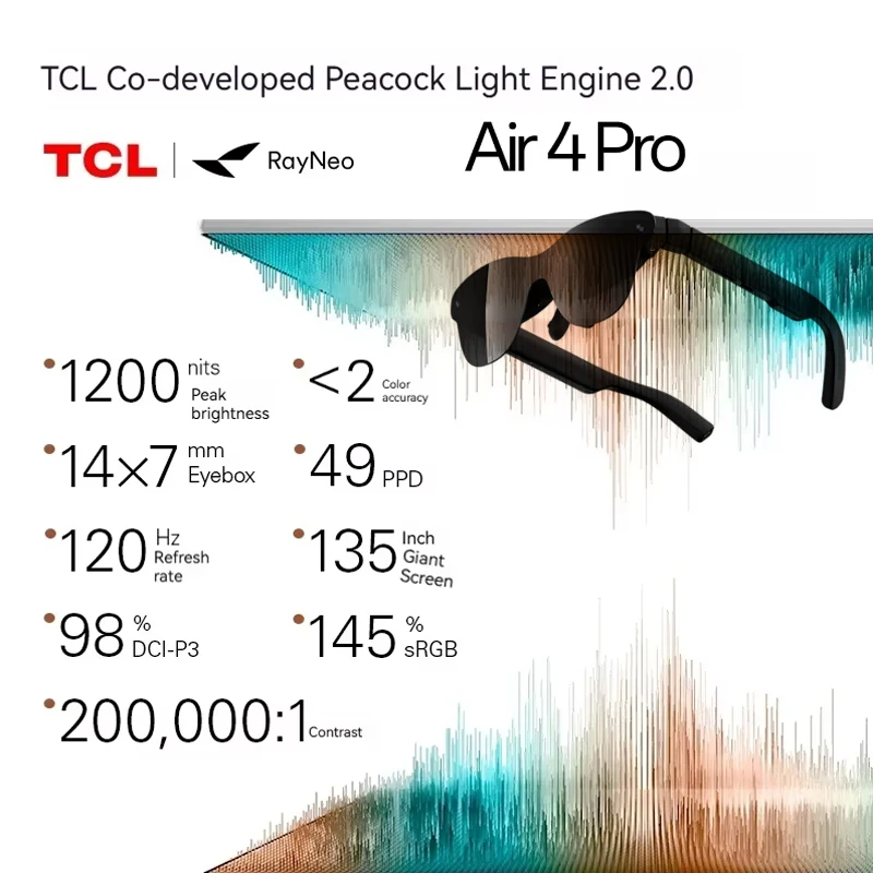 Фото Умные AR-очки RayNeo Air 4 Pro с записью видео 4K для смартфона, Switch, PS5, дисплей HDR10 1200 нит, виртуальный экран 135 дюймов №1