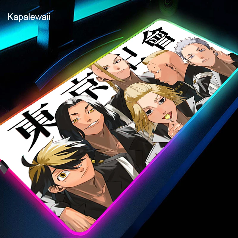 

Anime Tokyo Revengers Came Mouse Pad RGB Setup Gamer Anime Mouse Carpet Mousepad LED Gaming Computer Accessories For PC