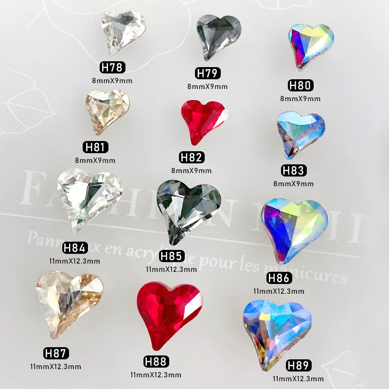 

10 Dazzle Heart Rhinestones Nail Art Deco Crystal Charm Diamond Jewelry Gemstone Nail Parts Accessories Stone Manicure