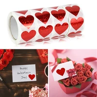 300pcsroll red heart shape labels valentines day paper packaging sticker diy gift box label sealing sticker wedding decoration