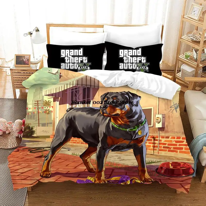 

Game GTA V Bedding Set Cartoon Duvet Covers Pillowcase Grand Theft Auto 5 Comforter Bedding Sets Bed Linens Bedclothes(No Sheet)