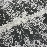 beautiful flowers bridal white floral mesh glitter tulle champagne lace fabric with beads african women dresses sewing materials