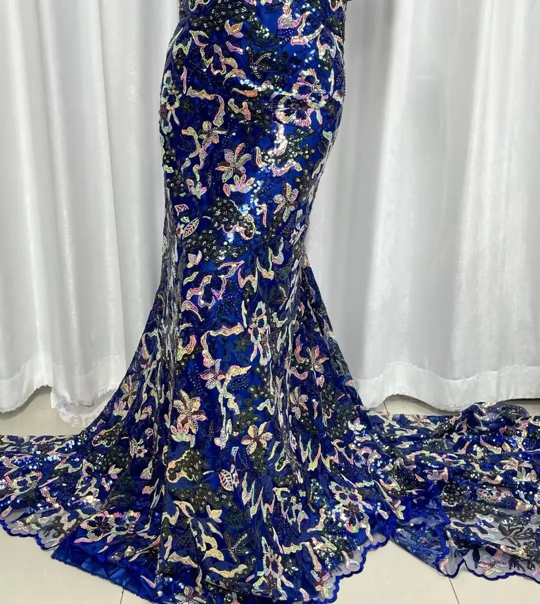 

2023 Высококачественная африканская вышивка ручной работы из бисера французская Роскошная Тюлевая кружевная ткань для женского шитья