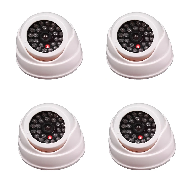 

4/шт. Черная Пластиковая купольная камера видеонаблюдения, мигающая светодиодная поддельная камера, питание через батарейки AA, система видеонаблюдения