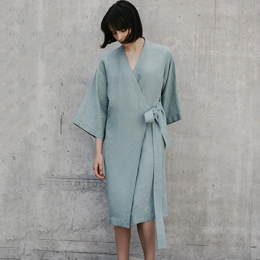 Kimono Robes For Women Cotton Coverage Mid-Calf Dresses Women's Three Quarter Sleeve Bathrobes Sleepwear 2023 New