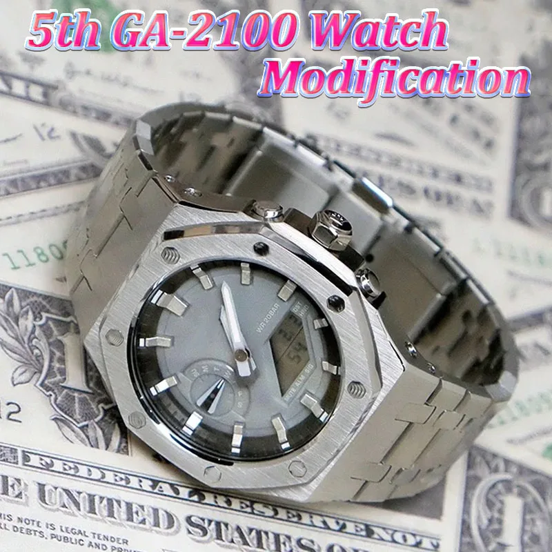 

Watch Modification for Casio GA2100 Watch Case for G-shock Casio 5rd Generation Rubber Steel Watch Strap Case GA-2100 DIY KIT