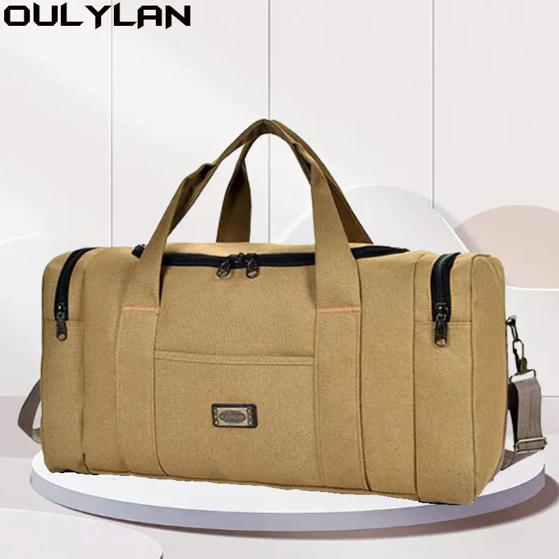 

Two Size Canvas Luggage Bag Man Women Large Capacity Backpacks Outdoor Travel Bag Handbag Unisex Thickening Consignment Bag