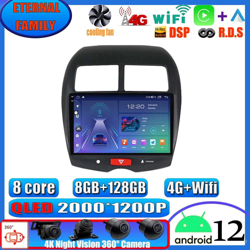 

For Mitsubishi ASX 1 2010 2011 - 2016 C4 Peugeot 4008 Car Radio Multimedia Video Player Navigation GPS Android 10 2din 2 din 4G