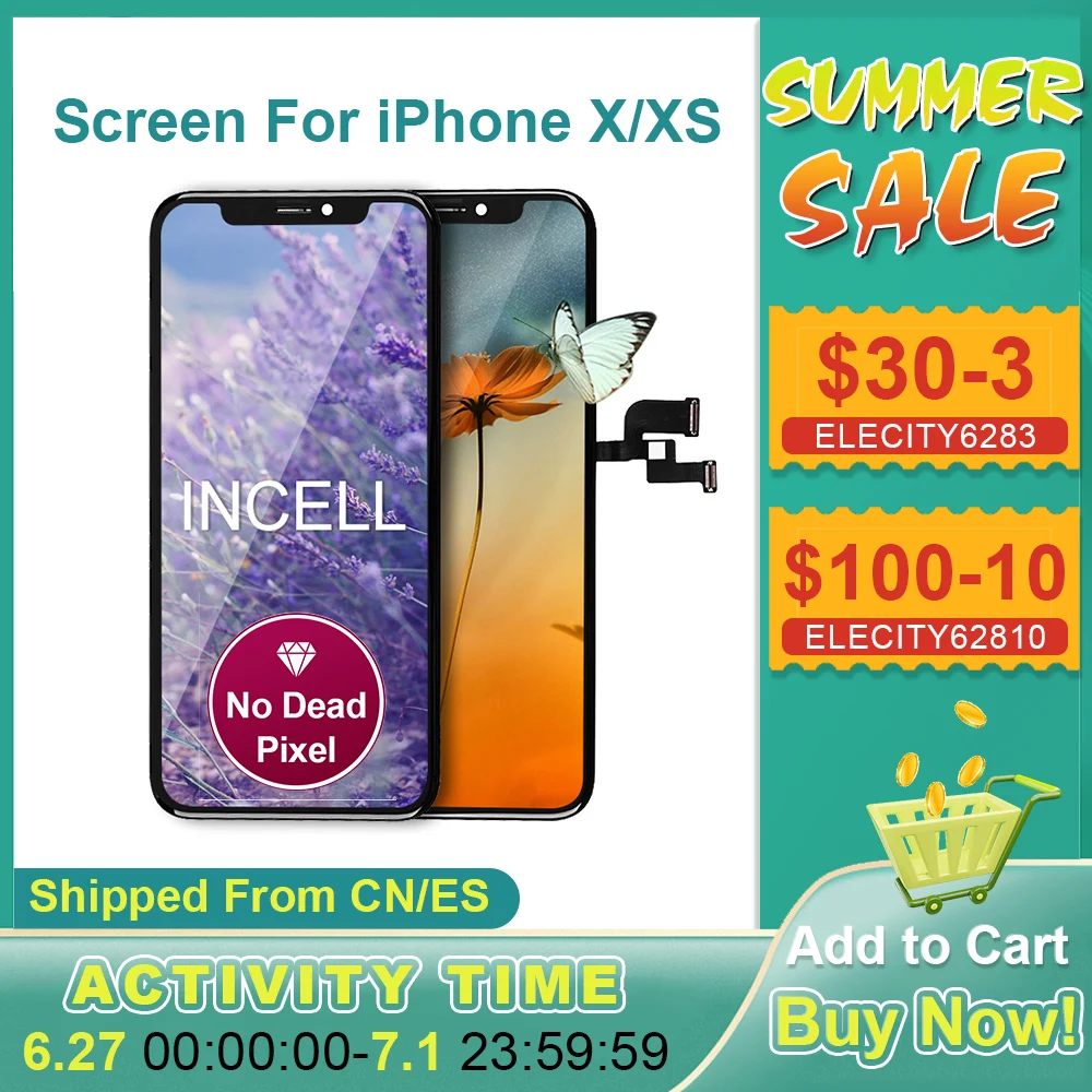 

Display For iPhone X XS Grade Incell LCD Screen Replacement Pantalla X XS With 3D Touch Digitizer Assembly From ES to EU