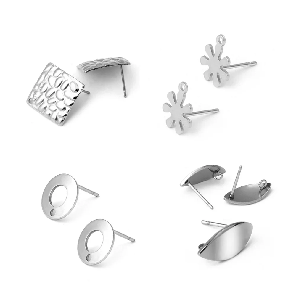 

20/ Pcs Stainless Steel Hypoallergenic Hoop Creation Earrings Studs Charms Posts Making Materials Jewelry Findings
