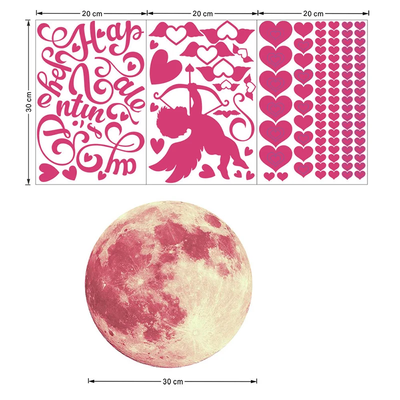 

Новые светящиеся наклейки из ПВХ в виде сердца и Купидона, сезонные тематические наклейки для окон и стен