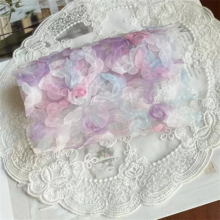 Градиентная цветная лента из органзы для рукоделия