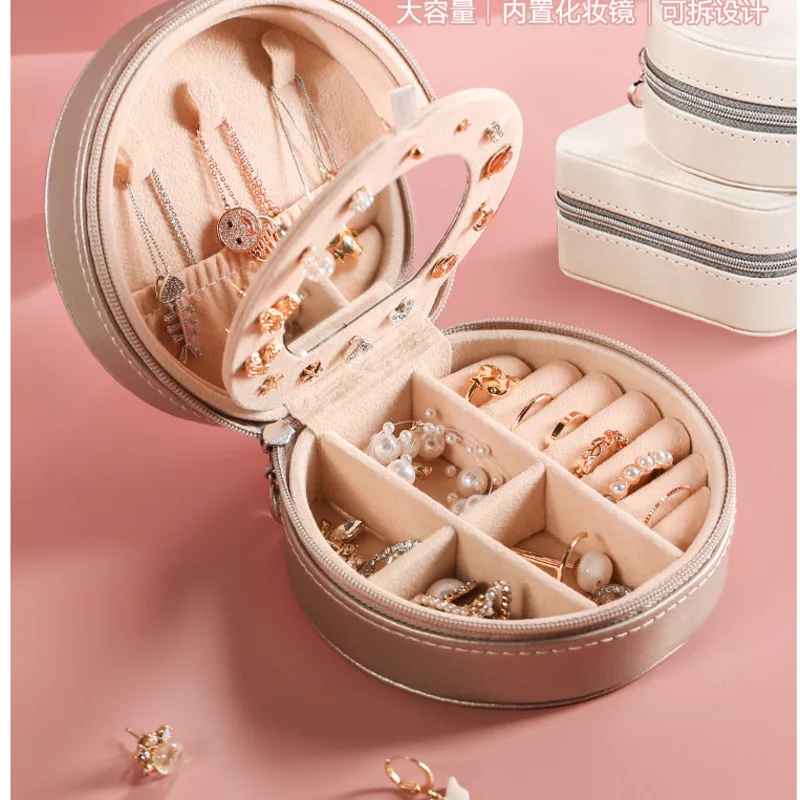 

Exquisite Storage Organizer Plastic Box Large Cosmetic Round Order Makeup Bag Toiletries Pink Three Layer Cases Thread Earring