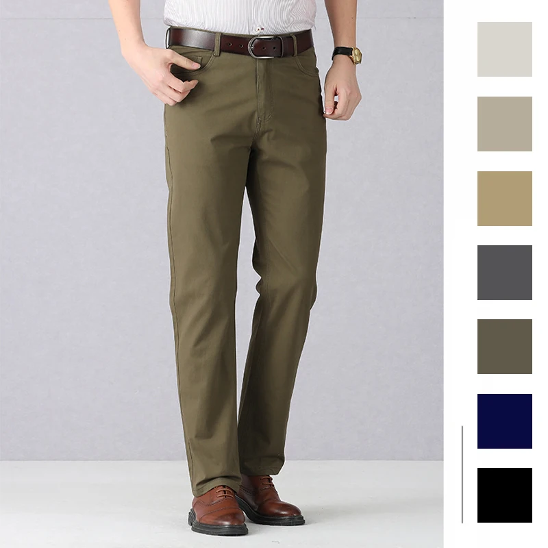 

Dayton Olive Stretch Chinos:Mens Suit Pants Cotton Casual Stretch Male Trousers Long Straight High Quality Dress Pants