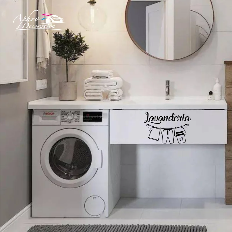 Итальянские слова Lavanderia Настенная Наклейка Panni Stesi настенные наклейки стирка