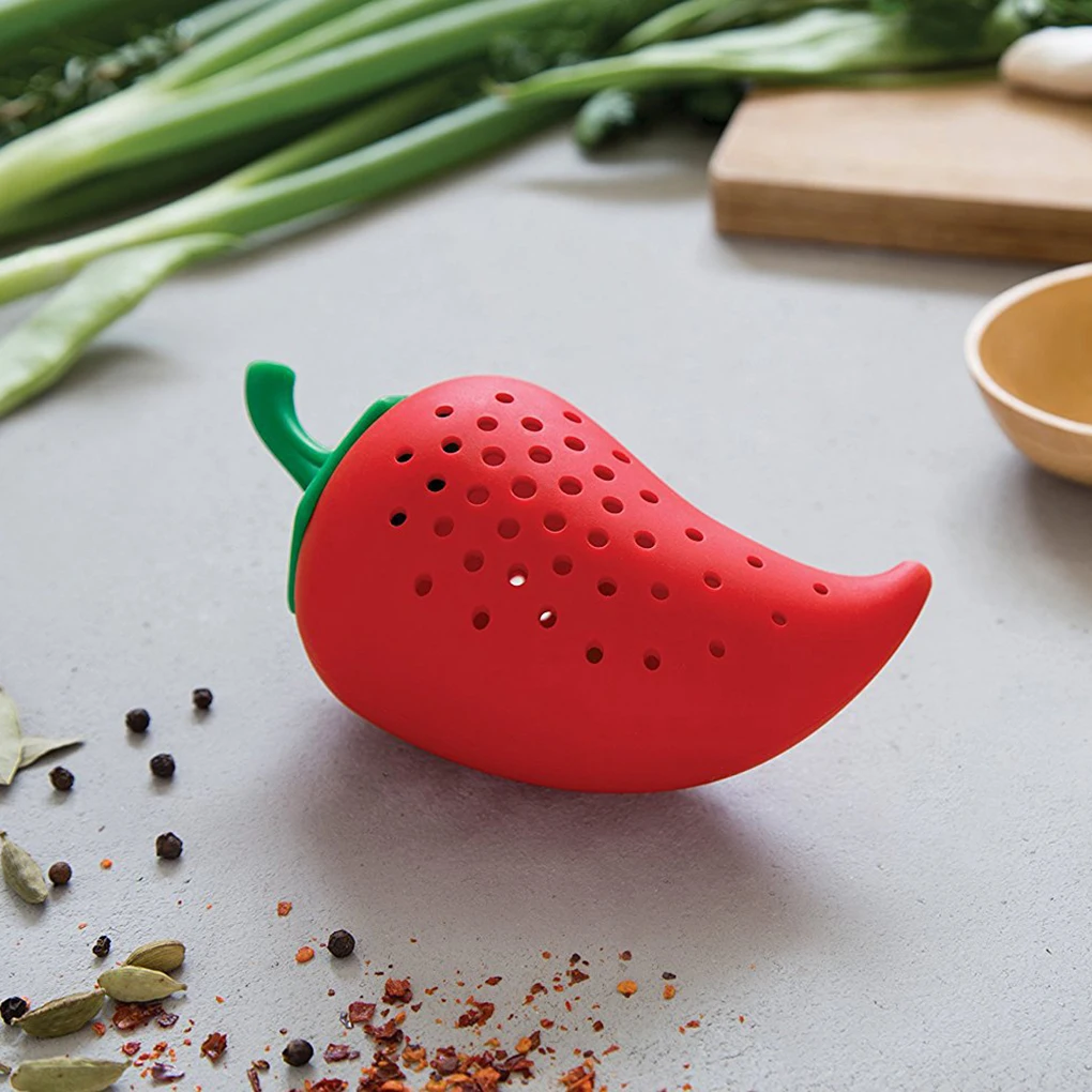 Pepper Shaped Silicone Spice Filter Reusable Flavoring Bag Simmer Stew Soup Seasoning Packets Kitchen Herbal Spice Infuser images - 6