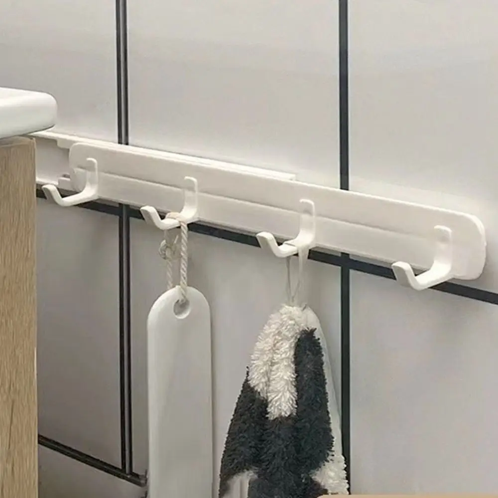 

Creative Wall-mounted Gap Hook Retractable Storage Racks 4 Hooks Punch-Free Bathroom Hanger Kitchen Household Supplies