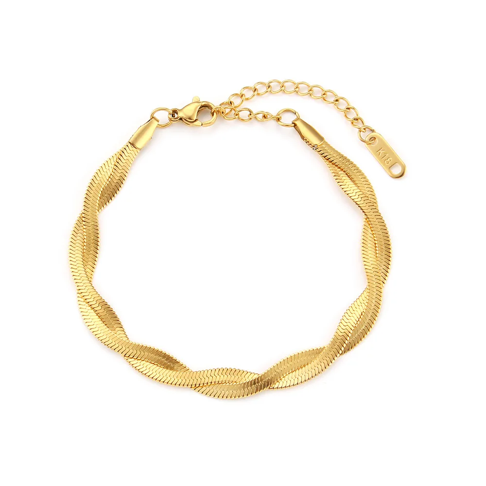

Trendy Simple Double Cross Snake Chain Bracelet For Women Gold Color Stainless Steel Bracelets Jewelry Pulsera Mujer