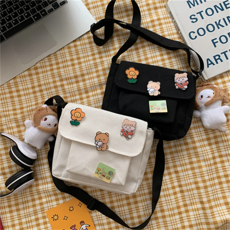 

Cute Canvas Small Bag Female 2022 New Japanese Harajuku Diagonal Bag Wild Student Girl Shoulder Bag Bags for Women