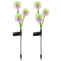 2pcs multicolor solar garden lights outdoor 3 in 1 36 colorful led solar dandelion lawn lamp decorative for patio yard landscape