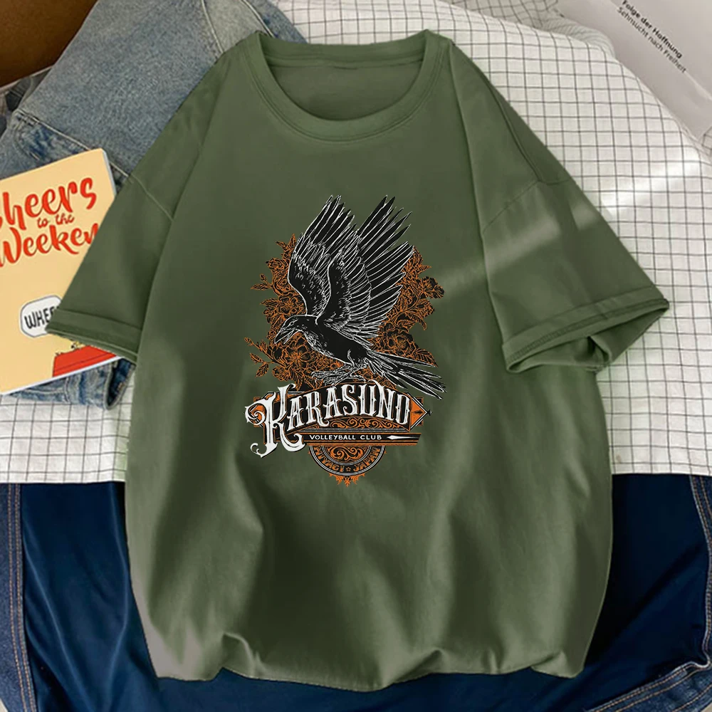 

Футболка Haikyuu Karasuno мужская с забавным принтом, уличная футболка с круглым вырезом, спортивные дышащие футболки, стильные удобные мужские фу...
