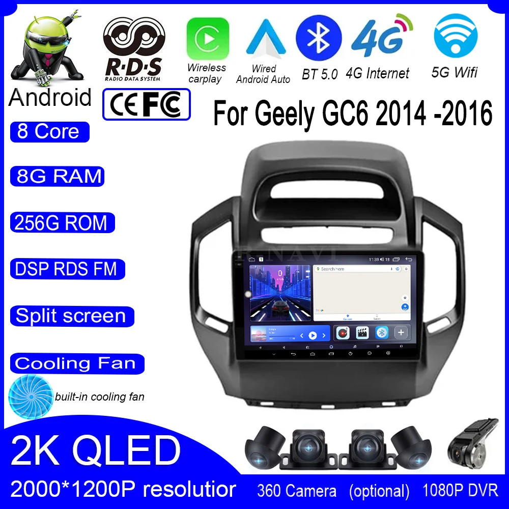 9 дюймовый сенсорный экран для Geely GC6 2014 -2016 автомобильное радио видео 4G + Wifi