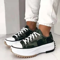 2022 spring and autumn new thick soled lace up casual canvas shoes womens low top korean version all match sports white shoes
