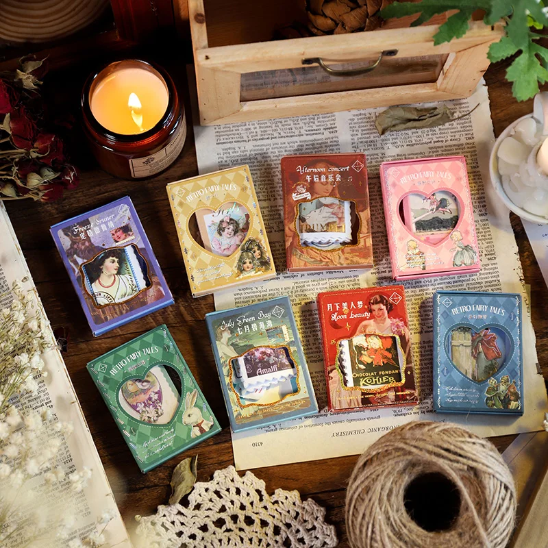 

Yoofun 30pcs Vintage Stamp Sticker Vintage Retro Fairy Tale Book Material Paper Diary Sticker Journal Scrapbooking Decoration
