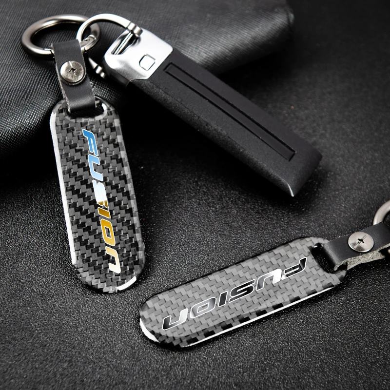 

For ford FUSION 2014-2018 Car Accessories custom color nameplate metal keychain carbon fiber