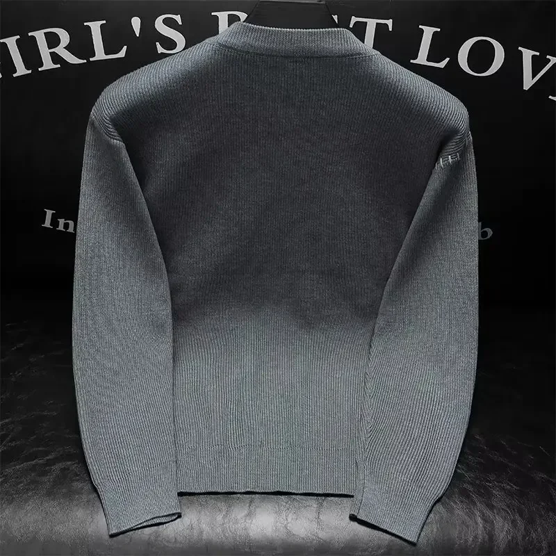 Мужской осенне-зимний утолщенный вязаный шерстяной свитер с круглым вырезом
