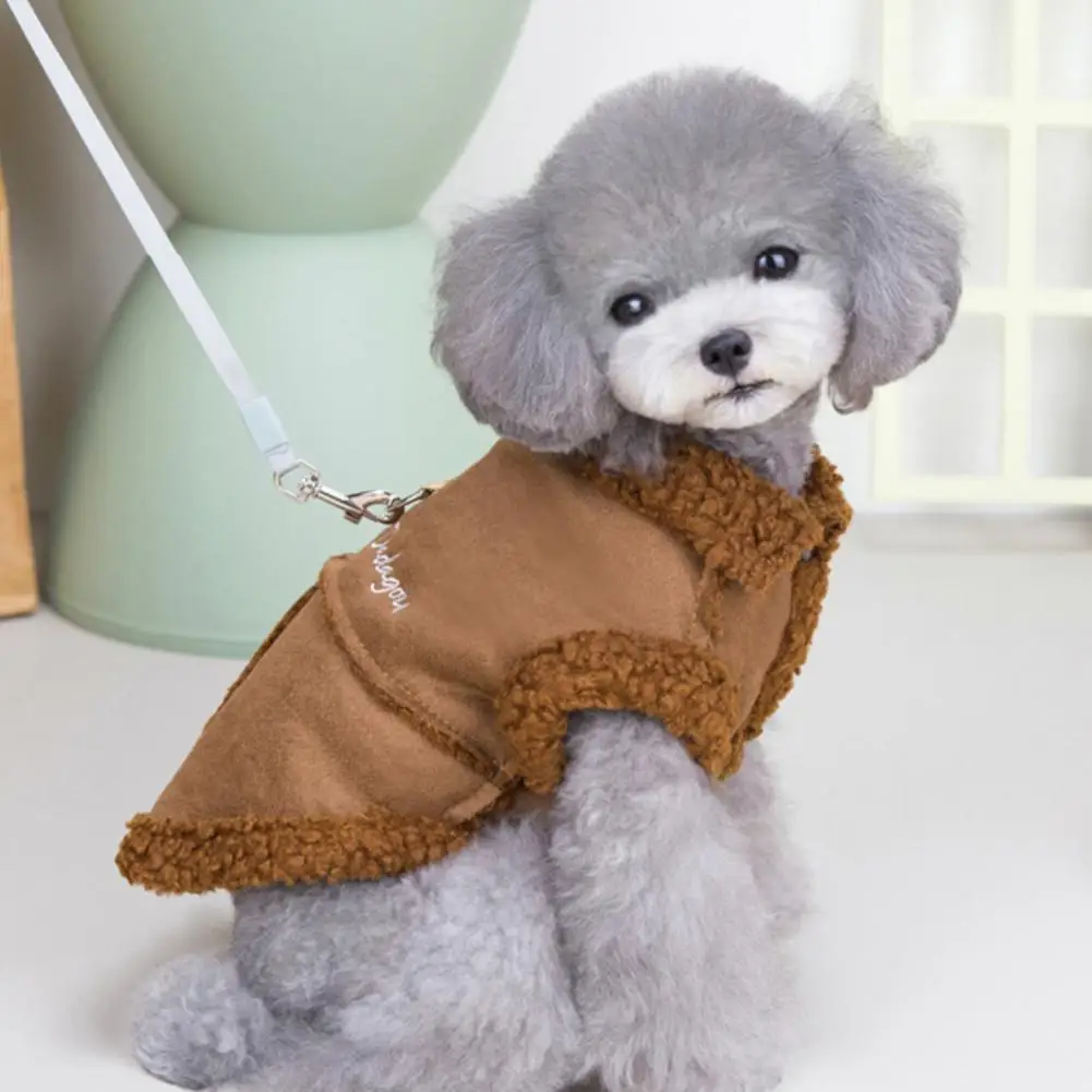 

Lovely Pet Vest with Tow Ring Acrylic Peach Skin Velvet Vest Pet Cotton Coat Dog Clothes Pet Coat