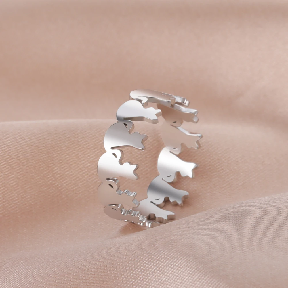 

Simple Stainless Steel Rings for Women Fashion Loop Cat Rings Wedding Momeny Gift for Lover