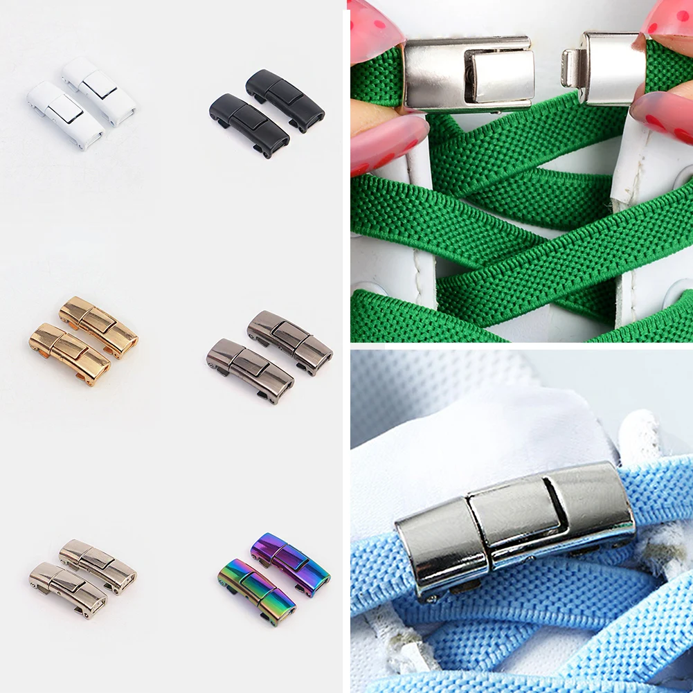 

4Pcs/2Pair Shoelace Buckle Metal Shoelaces Magnetic Buckle Accessories Metal Lace Lock DIY Sneaker Kits Metal Laces Buckle