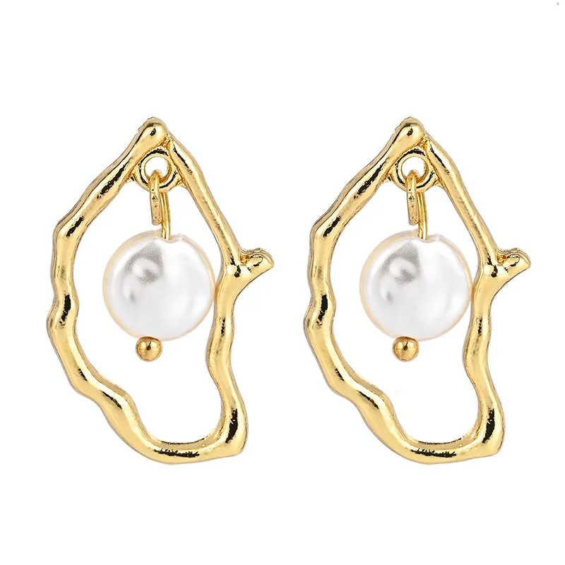 

2022 New Fashion Women Vintage Geometric Irregular Freshwater Pearl Drop Earring Women Elegant Party Nature Pearl Earring Jewerl