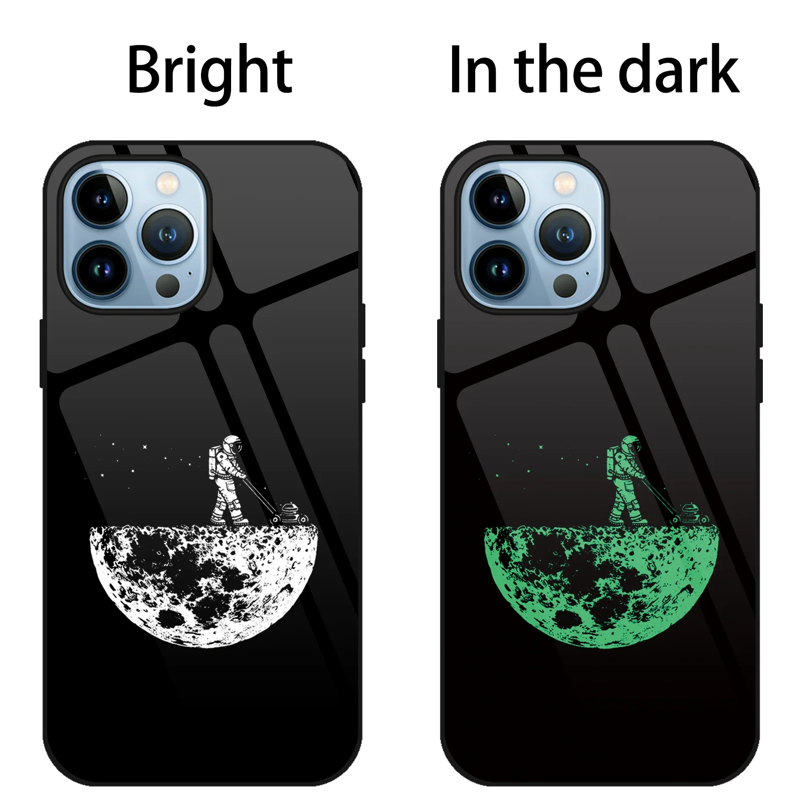 

Astronaut Planet Luminous Tempered Glass Case For iPhone 13 11 Pro Max 12 mini SE 2020 6 6s 7 8 Plus XR XS Max Cover Funda Coque