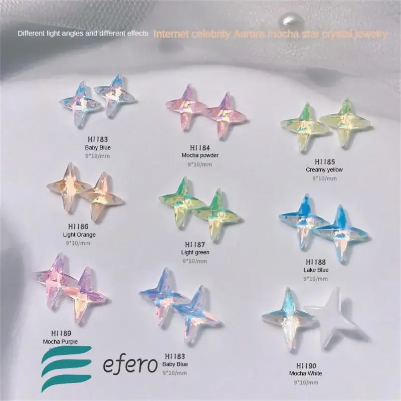 Accessories 8 Models Various Colors Preferred Material Polished Round Star Design Nail Art Rhinestone Aurora Color Matching