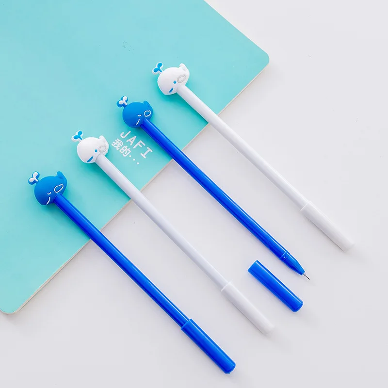 48 Pcs Creative Deep Sea Small Blue Whale Neutral Pens Set Black Water Pen Student for Writing Stationery School Supplies