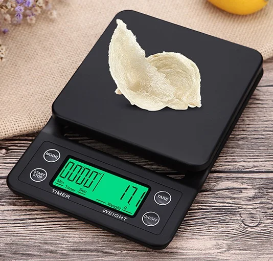

Portable Electronic Scale with Timer 3kg/5kg x0.1g LCD Digital Kitchen Coffee Scales Weighing tool libra Precision Jewelry Scale