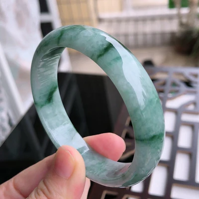 

zheru Jewelry natural light blue color Myanmar jade 54mm-62mm bracelet exquisite Princess bracelet for mom gift best for girlfri