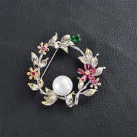 high end exquisite fashion personality wild creative wreath pearl brooch clothing accessories