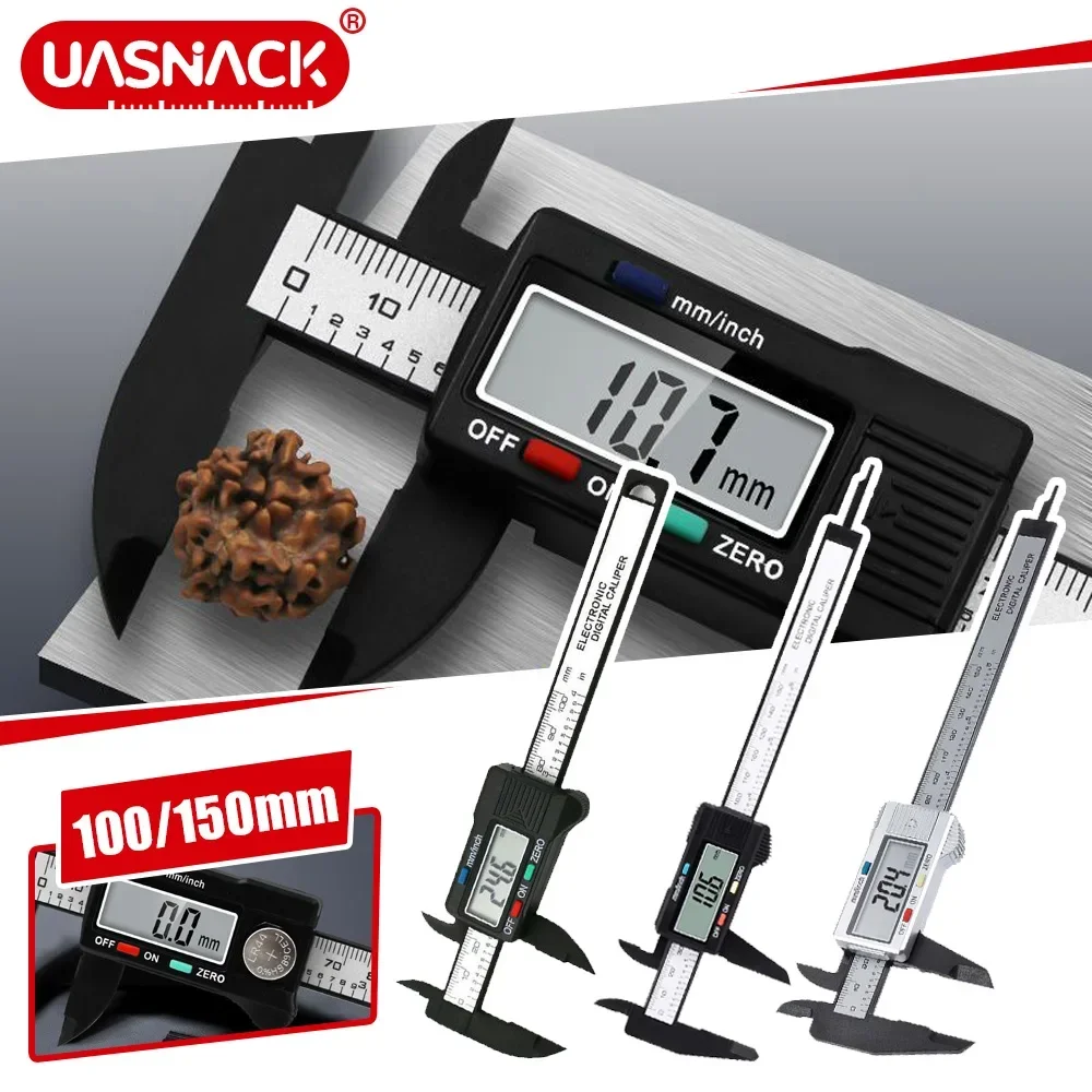 

Электронный цифровой штангенциркуль Uasnack, 150 мм, 100 мм, 6 дюймов, штангенциркуль из углеродного волокна, микрометр, цифровой фотометр