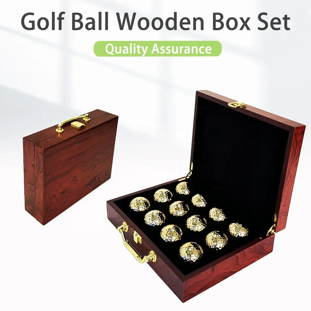 Белый золотистый мяч для гольфа набор мячей с деревянной коробкой взрослых и