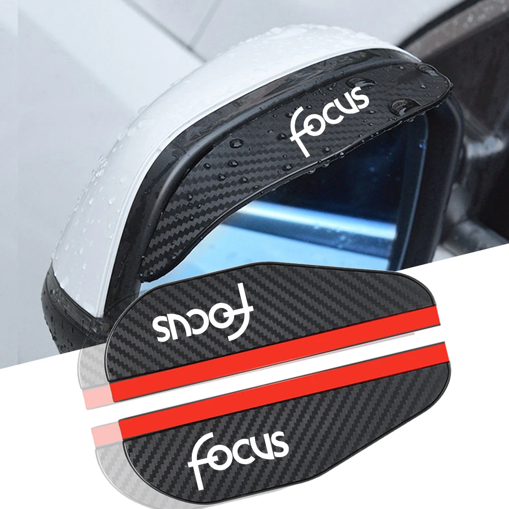 

For Ford Mondeo MK4 MK Fiesta Focus C-max Mustang Ecosport Kuga Shelby 2pcs Car Rear View Mirror Rain Eyebrow Visor Carbon Fiber