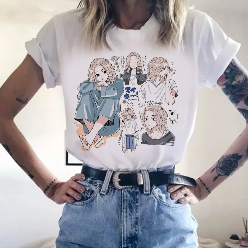 

New fashion hot Harajuku Cute Mikey Oversize Tokyo Revengers Print White Tees T-Shirt Men Women Unisex Top
